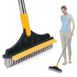 WAZDORF Bathroom Cleaning Brush with Wiper Tiles Cleaning Brush Floor Scrub Bathroom Brush with Long Handle 120° Rotate Bathroom Floor Cleaning Brush Home Kitchen (2 in 1)