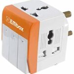 EMBOX 3 Pin Multi Plug Socket-Universal Travel Adapter with Individual Switch Safety Shutter LED Indicator-3 Way Plug Extension for Home Office Travel-5A-250V