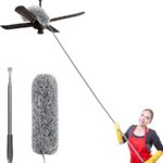 KSP HOME Microfiber Feather Duster Bendable & Extendable Fan Cleaning Duster with 100 inches Expandable Pole Handle Washable Duster for High Ceiling Fans, Window Blinds, Furniture