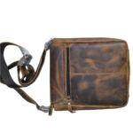 Nandkrish genuine leather messenger bag in antique tan with centre buckle design NK23120202MBTN