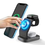 PowerUP 3in1 Wireless Charging Station, 23W Fast Magnetic Foldable Magnetic Charger Stand for Qi Enabled iPhones, Airpods & Smart Watch | Other Qi Devices – Black