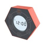 Hexagon Rotating Productivity Timer with Clock, Pomodoro Timer with 5,15, 30, 45, 60 Minute Presets, Timer for ADHD Kids and Adults (Orange)