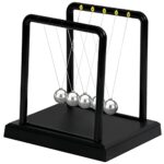 ABOUT SPACE Newton Cradle Pendulum – Metal Perpetual Motion Toy & Swing Balance Collision Ball Decoration Figurine with Polished Plastic Base & Nylon Strings for Office Desk (L13.5 x B11 x H13.5 cm)