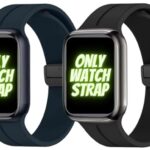 AMiRiTE ASS181 Magnetic Clasp Tang Buckle Silicone iWatch Strap / Band Compatible With Apple iWatch For Men Women Unisex, Replacement Strap 49mm 45mm 44mm 42mm For iWatch Series Ultra/8/7/6/5/4/3/2/1/SE/SE2【 👉 Only Strap for Apple iWatch ⌚ Watch NOT Included 】【 COMBO OF 2 】