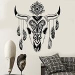 Gadgets Wrap Wall Stickers Living Room Art Decor Bull Feathers Ethnic Vinyl Wall Decal Study Room