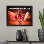 GADGETS WRAP Printed Photo Frame Matte Painting for Home Office Studio Living Room Decoration (11x9inch Black Framed) – Punjab Kings Universe Boss Chris Gayle Poster