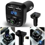 Printme Universal Car Bluetooth- CAR X8 FM Transmitter Car Kit for Hands Free Call Receiver/Stereo Music Player/TF Card/Aux Mobile Connector and USB Mobile Charger for All Smartphones – (Black)
