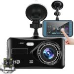 AUSEK Car Front and Rear Dashboard Camera | Full HD 1080P Dual Recording | 4.0″ IPS Touch Screen | Night Vision | G-Sensor | Loop Recording | Reverse Parking Assistance | 2023 Model Dash Cam