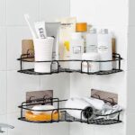 BileDer Multipurpose Self-Adhesive Corner Shelves for Bathroom — Space-Saving Kitchen Shelf for Wall with Strong Suction Sticker for Storage, Accessories Organiser (Double – Pack of 2)