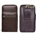 HARITECH PU Leather Mobile Pouch Multipurpose Holster Belt Holder Zipper Wrist Travel Phone Bag for Huawei Enjoy 20 Plus 5G / P Smart Pro 2019 / Enjoy 70z / Pocket 2 – Brown