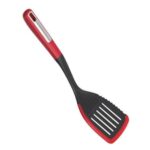 RUI Smart Solution House Heat Resistant Multi-Functional Nylon Cooking Gadget with Silicone Edge Slotted Turner, Red and Black Slotted Turner, Kitchen Utensils,Spatula