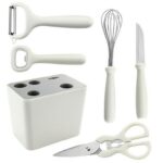 6pcs Kitchen Gadgets Set,Kitchen Scissors, Kitchen Utensils Set with Holder, Paring,Whisk,Bottle Opener,Peeler- Home Kitchen