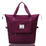 AMAK INC 40 Cm Imported Large Capacity Duffle Bag, Expandable Folding Travel Bag for Women, Lightweight Waterproof Carry Weekender Overnight Luggage Bag for Travel (Wine, 40 x 23 x 45 Cm)