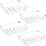 Zollyss 4 Pack Desk Drawer Organizer Tray Rectangle Plastic Bathroom Organizers Kitchen Utensils Silverware Gadgets Trays Dividers Bins for Dresser Cosmetic Makeup Tools Office Cabinets