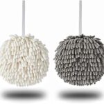 XForce Plaza Microfiber 2 Pack Chenille Quick Dry Bath Hand Drying Puff Towel Balls, Creative Decorative Kitchen Hanging Fuzzy Towels Set Gadgets For Bathroom, Multicolor