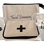 Arka Home Products Travel Essentails Set (Set of 4) Bags and organizers. First-Aid, Travel Documents Pouch, Keys and Gadgets Bag. Off-White