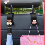 wolpin Car Backseat Headrest Hook/Hanger Universal Durable Organiser for Handbag, Wallets, Keys, Grocery Bags Cherry and Bow Girl (Pack of 2), ABS