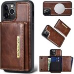 PULOKA iPhone 14 PRO MAX Pu Leather Wallet Case Cover with 5 Card or Cash Slot Magnetic Detachable 2 in 1 Removable Smart Case – Brown