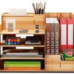 50 FITZ Wooden Desk Organiser For Office, Multi Functional Desktop Organiser. Storage For File,Pen,Tissue,Printer Paper, Calculatore Etc.(Ready Assambled) (Pack Of 1) (Symphony), Inside, Brown