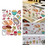 Gadgets WRAP 57 * 30cm Removable Lovely Sticker DIY Cartoon Cooking Utensils Food Sticker for Home Kitchen Restaurant Decorations Sticker