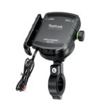 FLEETTRACK Mobile Holder Mount with Fast USB 3.0 Charger – Jaw Grip Waterproof Holder for Bike/Scooter with Vibration Controller | 360° Rotation | Ideal for Maps & GPS Navigation