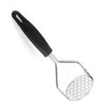 KASQUE Potato Masher, Stainless Steel Potato Ricer Masher Kitchen Gadget with Non-Slip Handle, Masher Utensil for Mashed Potato, Vegetables, Fruits & Baby Food (Black)