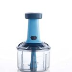 Crystal 800ml Hand Press Fruit and Vegetable Push Chopper/Cutter for Kitchen, Surgical Steel Blades, ABS Body