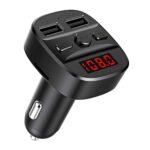 WeCool Smart T60 Bluetooth FM Transmitter for Music Streaming & Hands Free Calling, Car Bluetooth Device for Music System, Music Streaming from Smartphone or Micro SD or USB, Dual USB Charger Ports