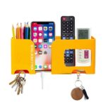 WALLVIEW TECH Wall Mount Mobile Holder | Plastic Storage Case for Ac/Tv Remotes | Multi-Purpose Wall Phone Stand for Charging | Remote Wall Organiser | Smart Stand Wall Gadget (Orange)