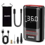 AGARO Galaxy Cordless Tyre inflator, for Cars & Bikes, Upto 150 PSI, 2X2000 mAh Battery, Powerbank, LED Flash Light, Rechargeable Type C Port, Digital Display, Multiple Nozzles