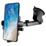 HUMBLE® Universal Mobile Holder for Car Windshield/Dashboard with One Touch Technology Phone Stand for Car, Extendable Arm & Long Neck, Strong Suction Base Mobile Stand/Car Mount-(Black)