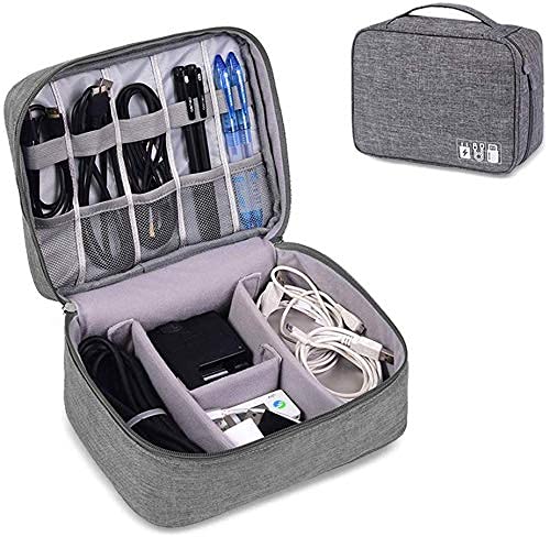 ZIVIK Waterproof Travel Electronic Gadget Organizer Case, Portable Zippered External Hard Drive Pouch for Data Cables, Chargers, Power Bank, Adapters, Phone, Plugs, Memory Card, USB